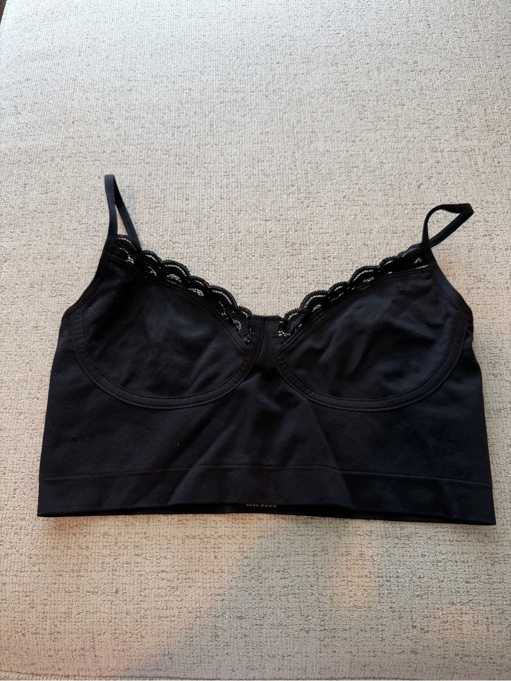 aerie Black Lace-Edge Longline Bralette